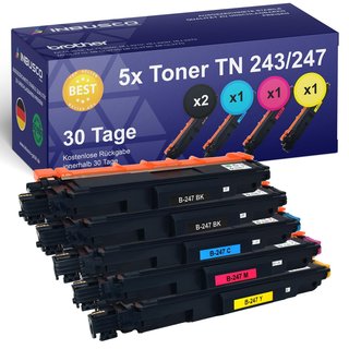 5x Alternativ Brother Toner TN-243 / TN-247 fr DCP-L 3510CDW MFC-L 3710CW (TN243-247 2x BK)