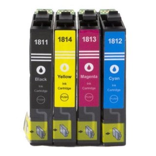 4x Tinte Patronen Kompatibel für Epson Expression Home XP-412, XP-413 1x 1811-Schwarz 1x 1812-Blau (cyan) 1x 1813-Rot (magenta) 1x 1814-Gelb (yellow)