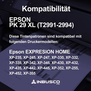 5x Drucker Patronen Kompatibel Kompatibel für Epson PK 29 XL Expression XP 235 BK, 18ml