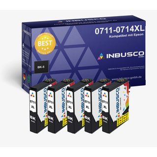 5x IBC Tinte schwarz Kompatibel für Epson Stylus D78, D92, D120, DX4000, DX4050, DX4 INB 67 (5 IBC Tinte schwarz)