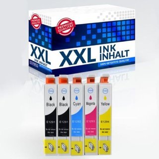 5x Tinte IBC Kompatibel für Epson stylus BX535WD BX625FWD BX630FW 2x XL (Black), 1x XL (Cyan), 1x XL (Magenta), 1x XL (Yellow)