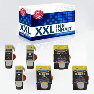 6 Druckerpatronen IBC fur Samsung CJX-1000 CJX-1050W CJX-2000FW INK C - M210 3x Schwarz (20 ml Black), 3x Color (39ml Color)