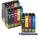 10x Tinte Kompatibel für Epson + 4 Reinigungspatronen...