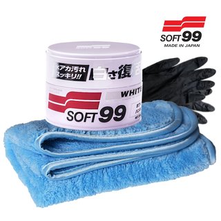 SOFT99 White Soft Wax weiches Wachs Schutz weiße Lacke + Microfasertuch INT
