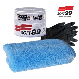 SOFT99 Pearl & Metallic Soft Wax Lackversiegelung 320g + IBC Microfasertuch INT