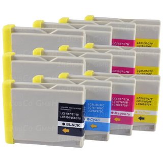 12x Tintenpatronen kompatibel zu LC970/LC1000 für BROTHER MFC-235C, MFC-240C, MFC-260C, MFC-3360C ( (je 3x cyan, magenta, yellow + schwarz))