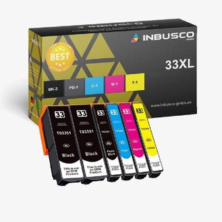 INBUSCO Premium Tintenpatronen für Epson Expression Premium XP-635 XP-640 33 XL VAR Epson 33 XL 4x 33 XL BK kompatibel (3351)