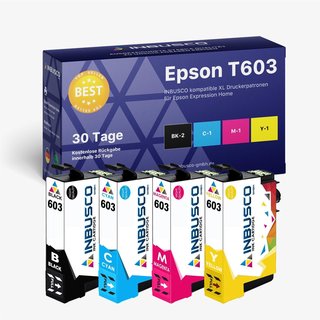 5x Tintenpatronen T603 BK, MG, YE, CY kompatibel mit Epson Expression Home XP-2100 / XP-2105 (2x BK 1x CY 1x MA 1x YE)
