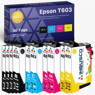 10x Tintenpatronen T603 BK, MG, YE, CY  kompatibel mit  Epson Expression Home XP-2100 / XP-2105