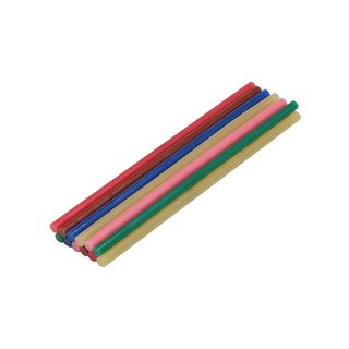 Klebepistole Set 30 (90), W, 7,2 mm, 5-13 g / min, 190 * C, Ein / Aus + Klebestäbe  7.2 * 200 mm farbig, 12 Stück