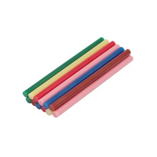 Klebepistole Set 100 (220) W, 11,2 mm, 8-20 g / min, 190*C + 12 Klebestäbe 11,2 * 200 mm farbig, 12 Stück (2 Stück - gelb, blau, grün, rot, braun, rosa)