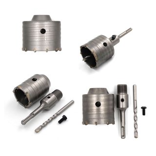 Hohl Bohrkrone Ø 40-100 mm + Adapter SDS-Plus für Bohrhammer Dosensenker Kernbohrer